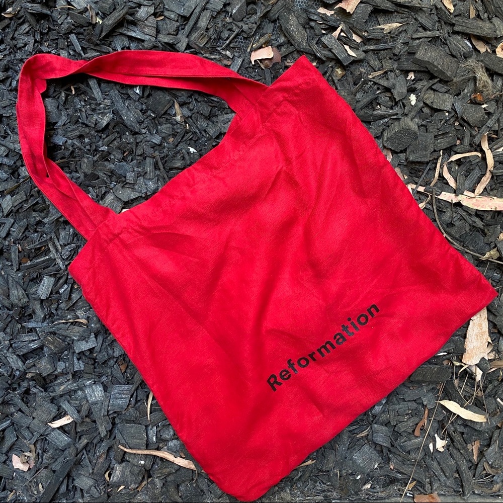 REFORMATION linen canvas tote bag